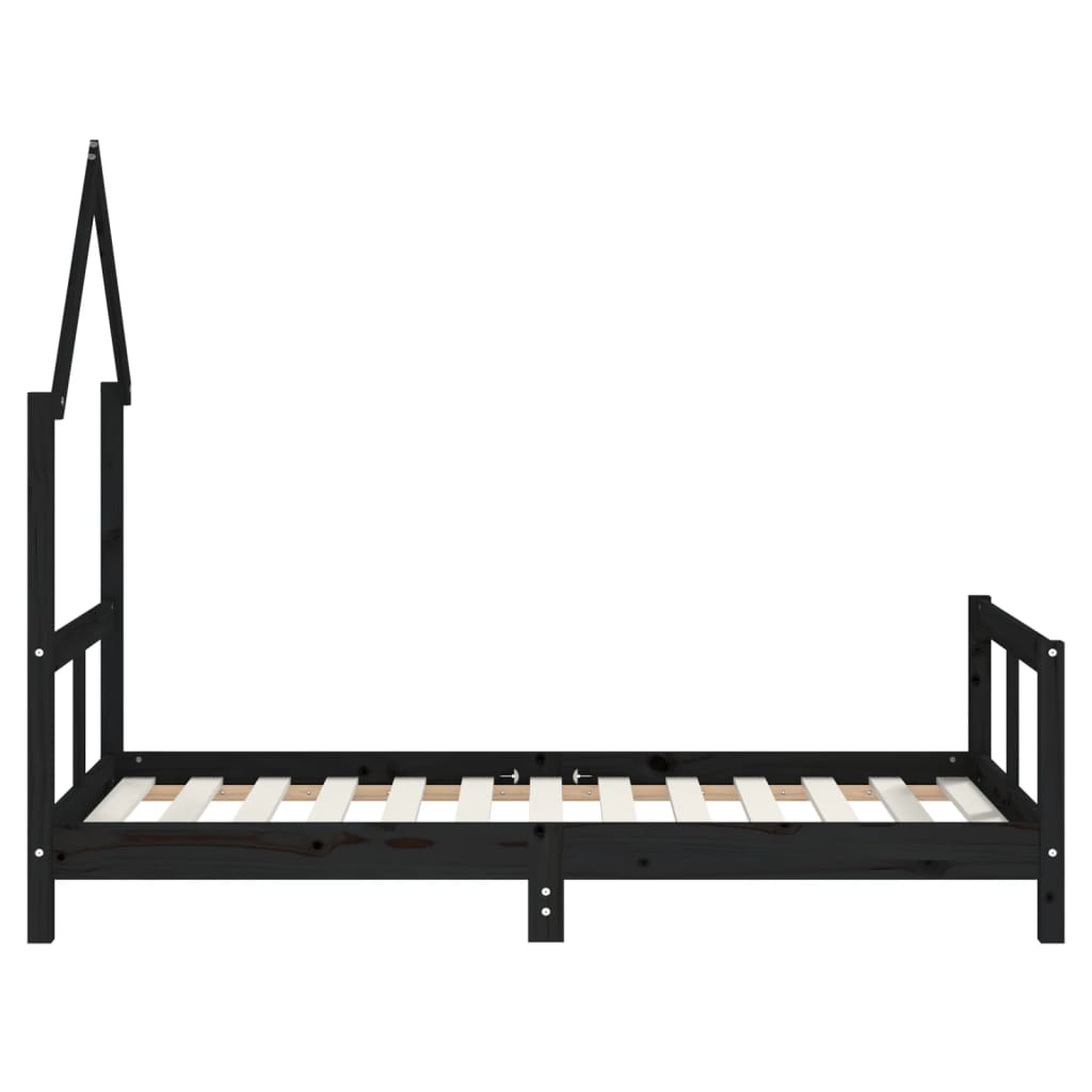 Solid Pine Kids Bed Frame - Black 80x160 cm