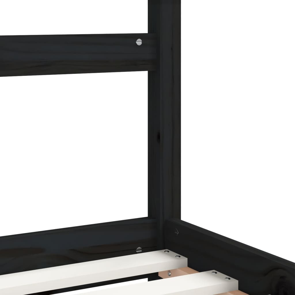 Solid Pine Kids Bed Frame - Black 80x160 cm