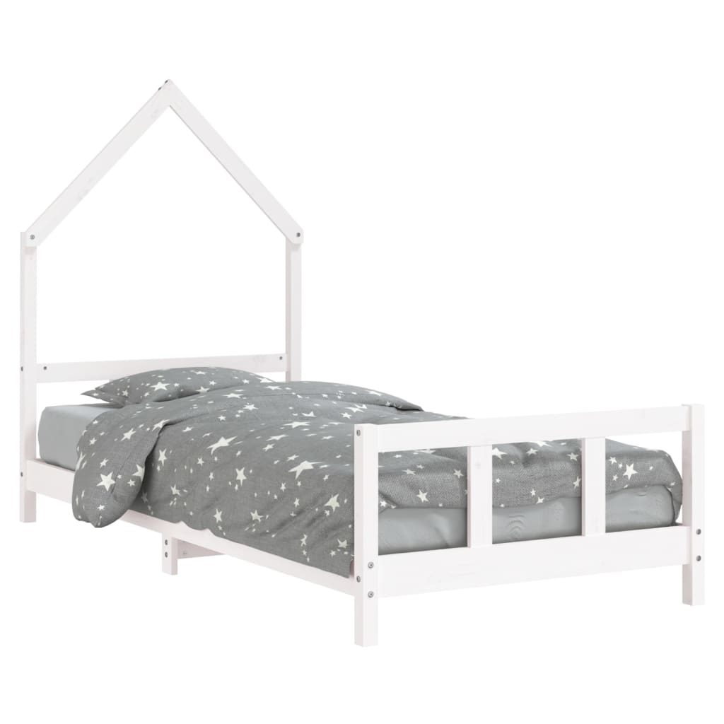White Solid Pine Kids Bed Frame 90x190 cm - Durable & Stylish