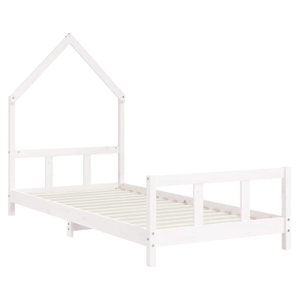 White Solid Pine Kids Bed Frame 90x190 cm - Durable & Stylish
