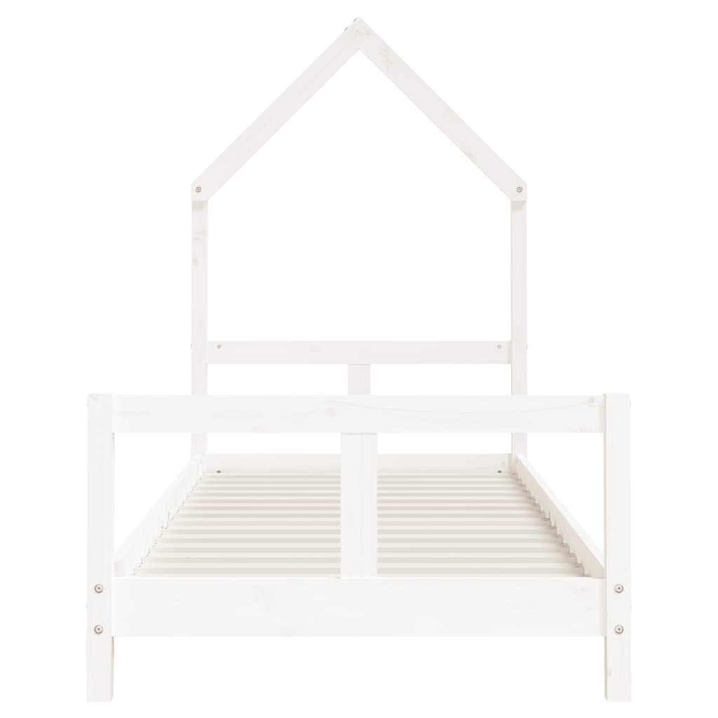 Solid Pine Wood Kids Bed Frame - White, 80x200 cm