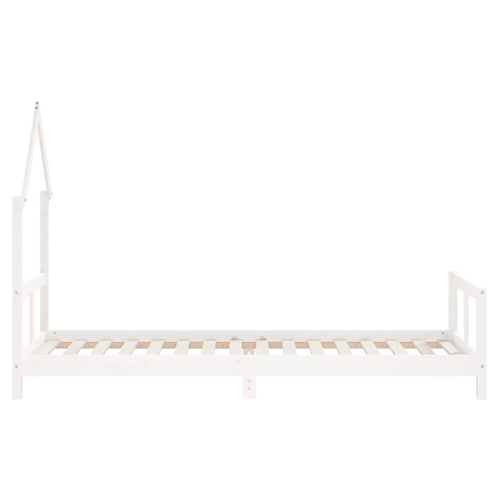 Solid Pine Wood Kids Bed Frame - White, 80x200 cm