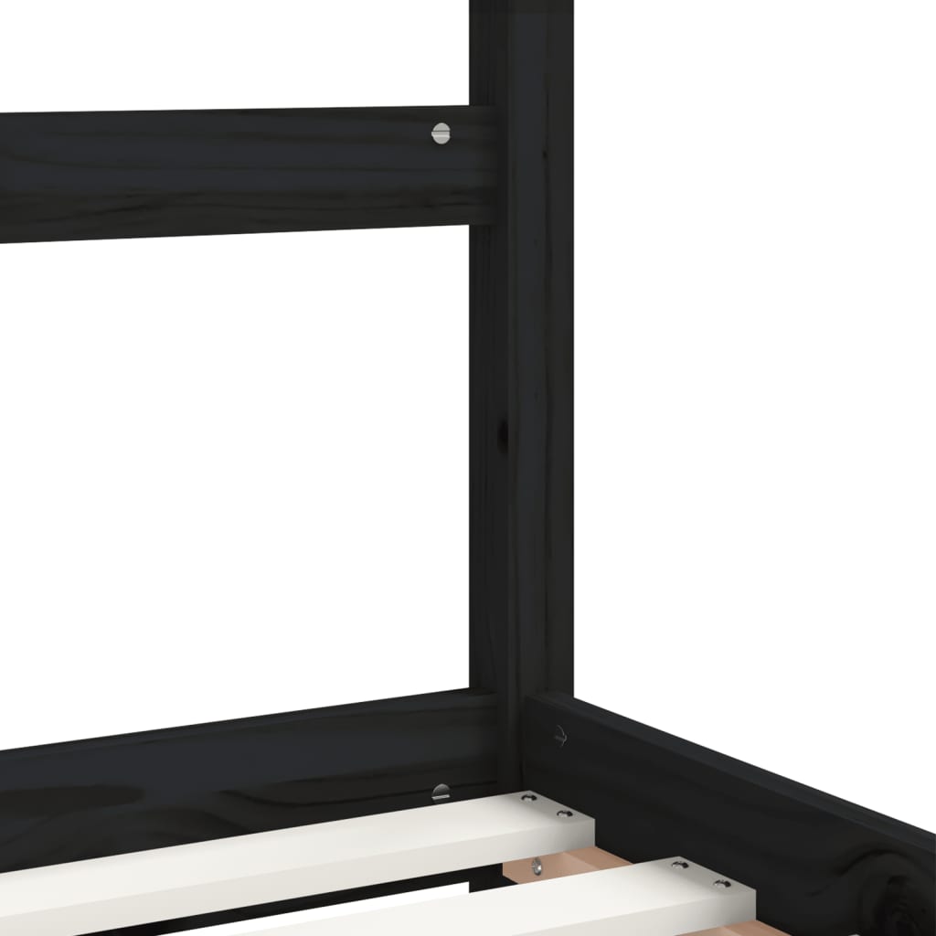 Solid Pine Kids Bed Frame, Black, 90x200 cm