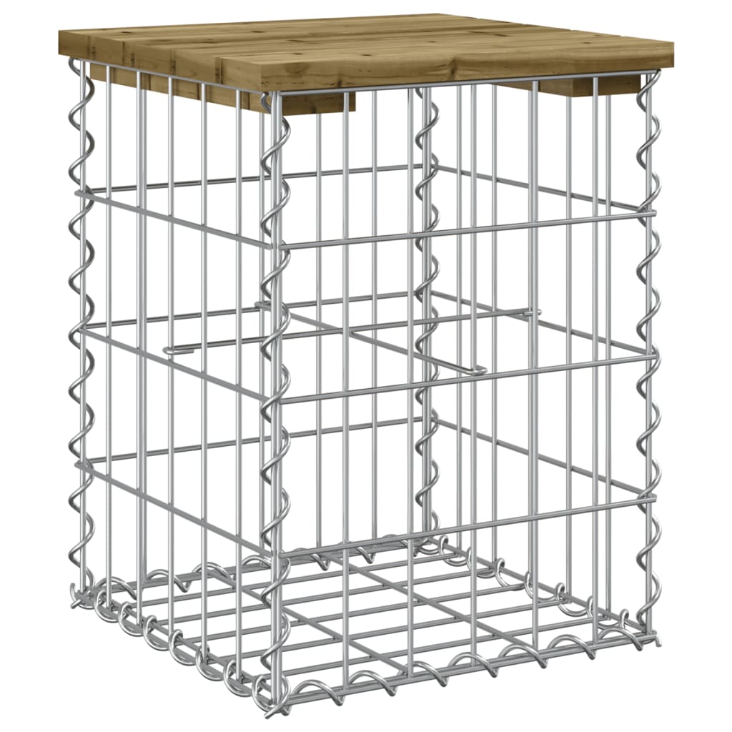 Impregnated Wood Pine Garden Bench with Gabion Design, 33x31x42 cm