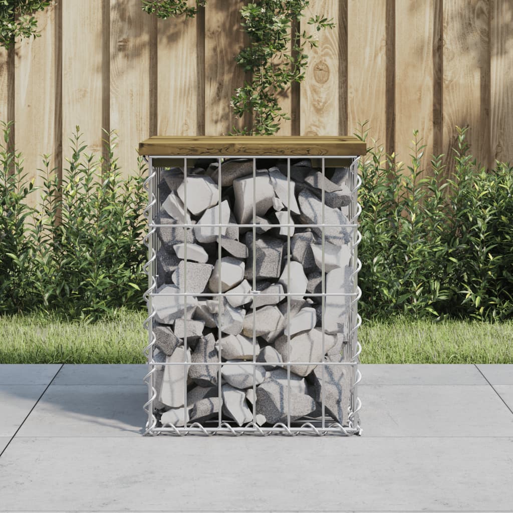 Impregnated Wood Pine Garden Bench with Gabion Design, 33x31x42 cm