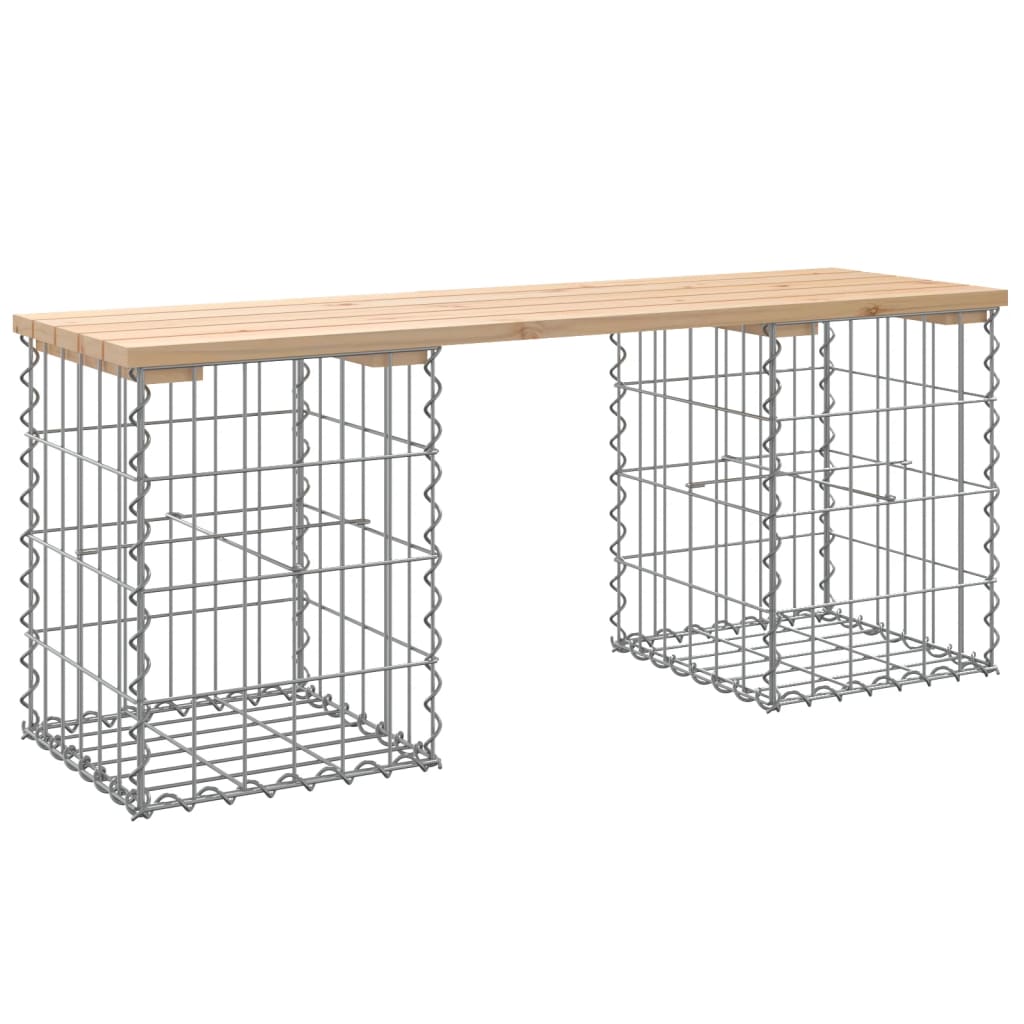Solid Wood Pine Garden Bench Gabion, 103x31x42 cm