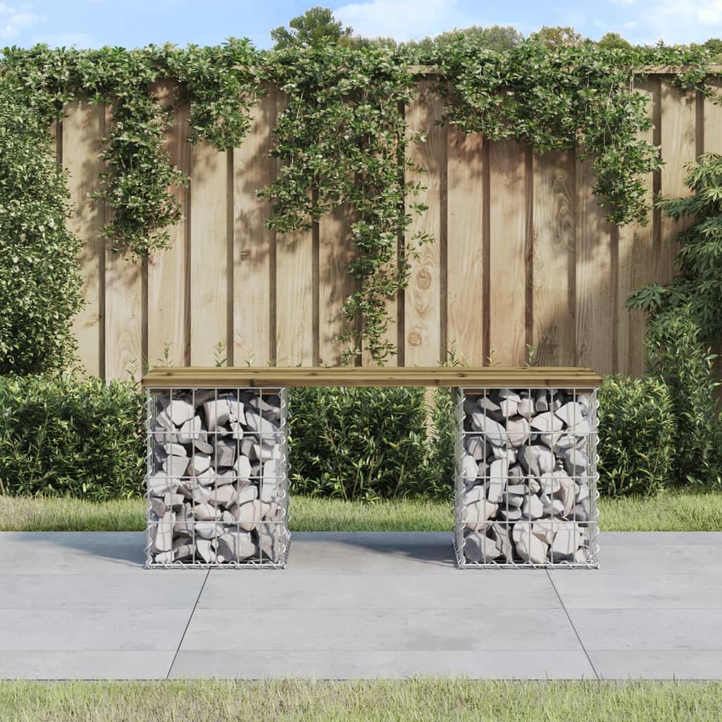 Garden Bench Gabion Pine Wood 103x31x42cm - Stylish & Durable Design