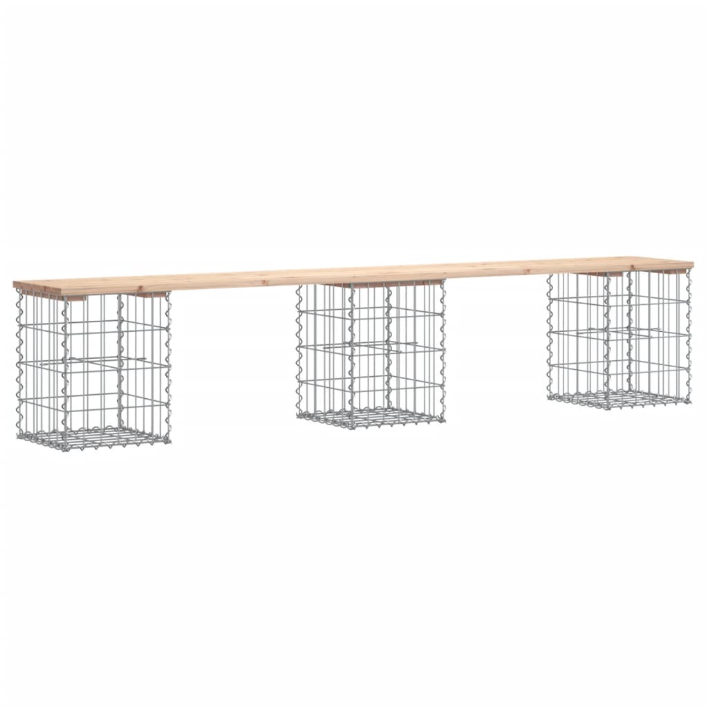 Solid Pine Garden Bench with Gabion Design, 203x31x42 cm