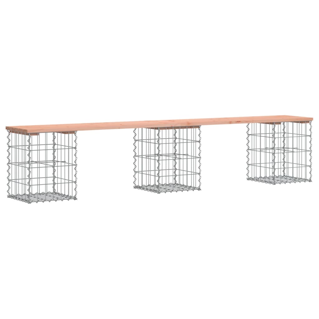 Solid Wood Douglas Gabion Garden Bench - 203x31x42 cm Design