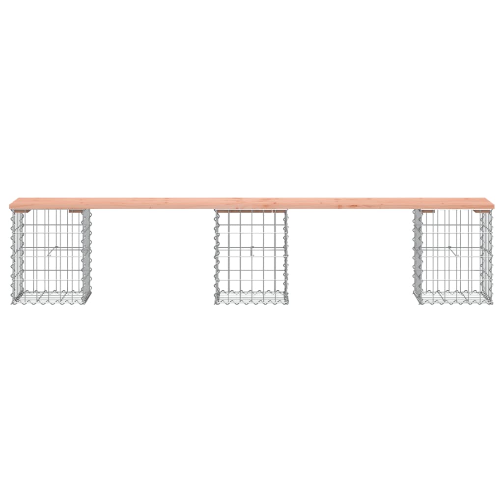 Solid Wood Douglas Gabion Garden Bench - 203x31x42 cm Design