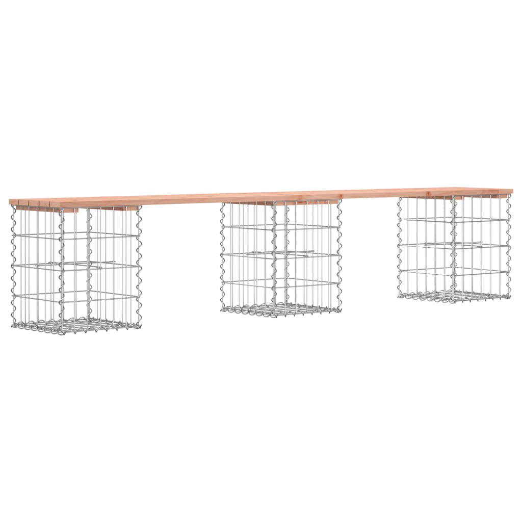Solid Wood Douglas Gabion Garden Bench - 203x31x42 cm Design