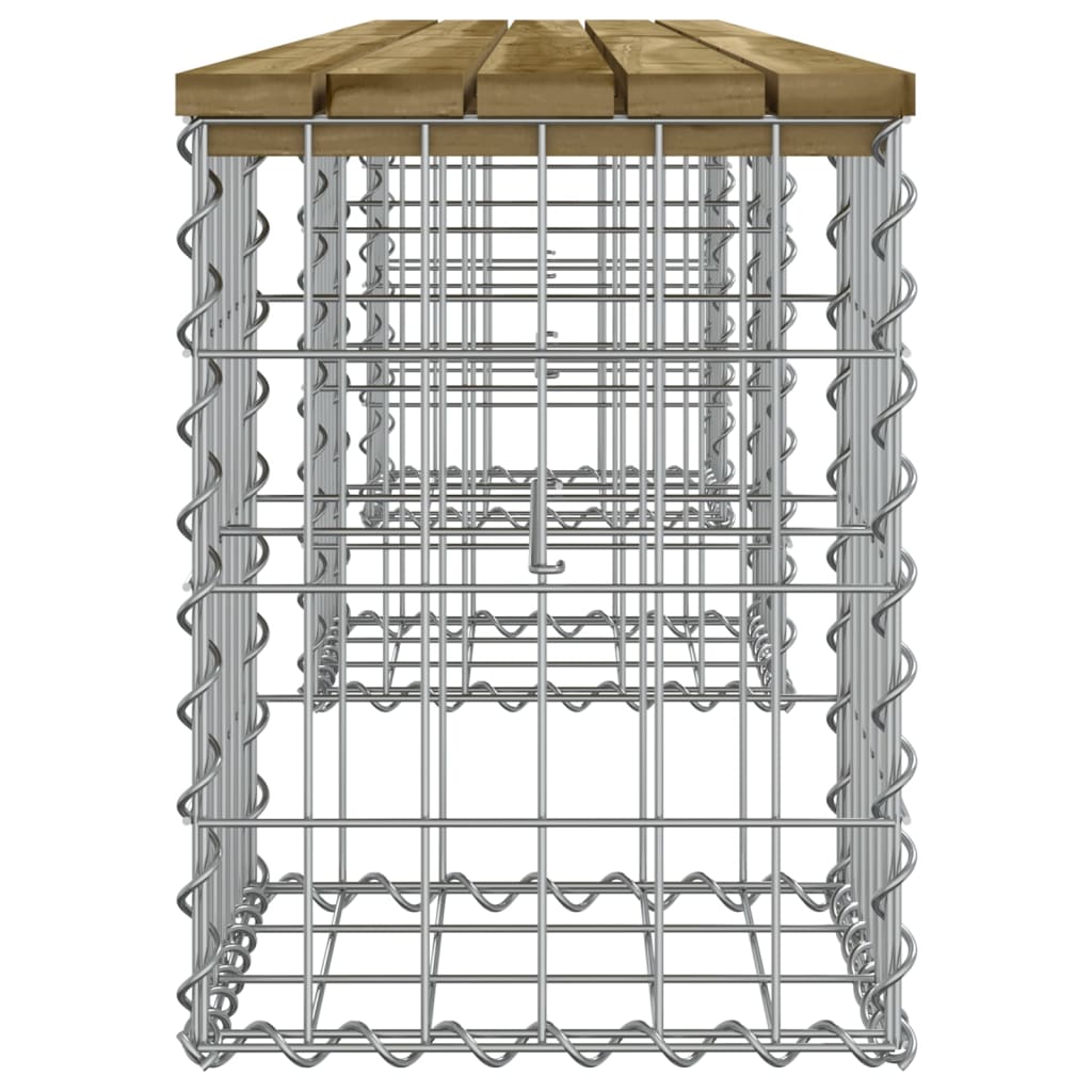 Impregnated Pine Wood Gabion Garden Bench - 203x31x42 cm