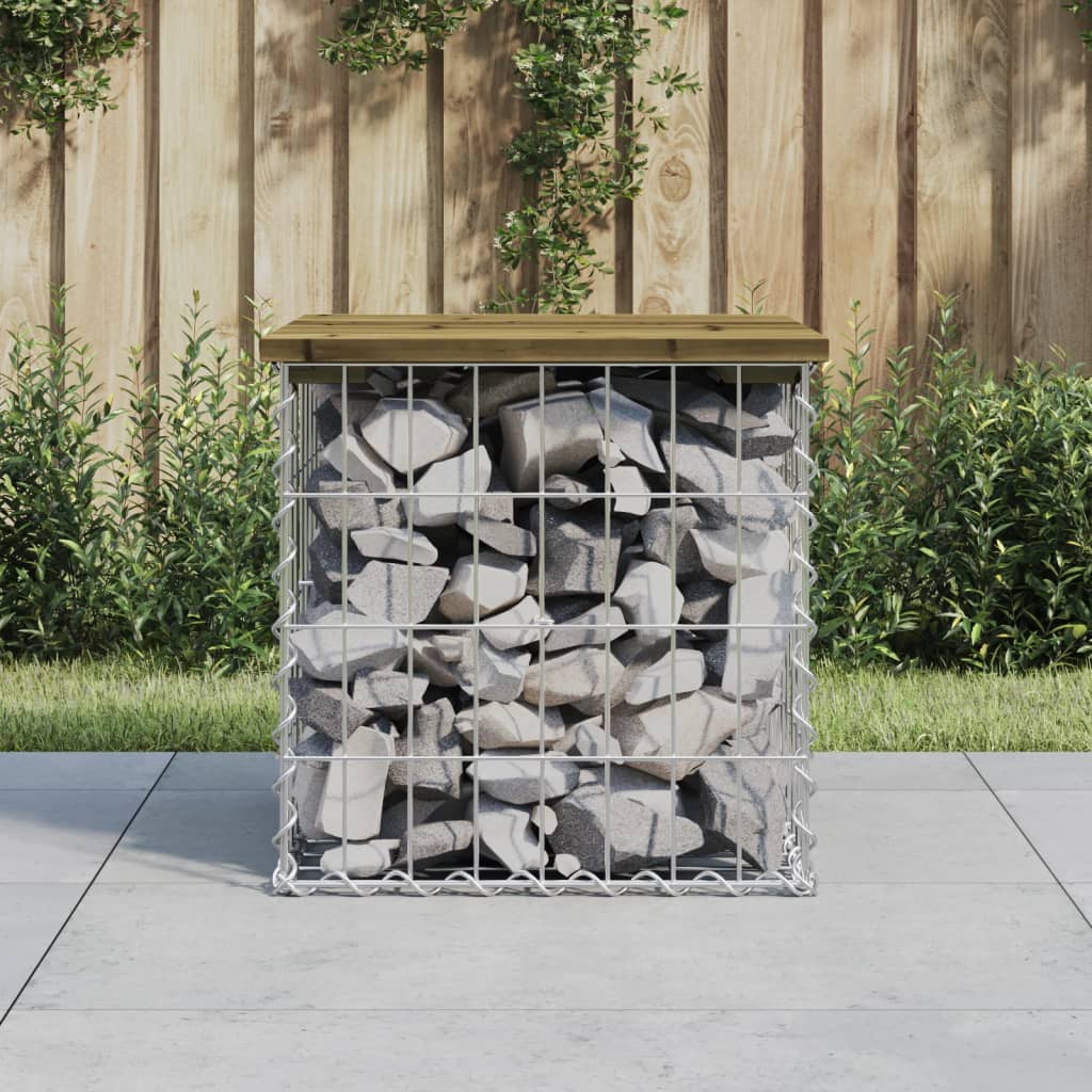 Gabion Garden Bench - Impregnated Pine Wood 43x44x42 cm