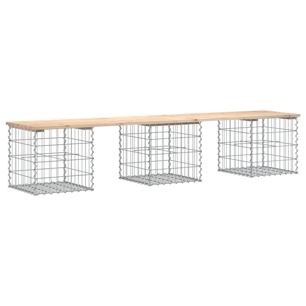 Solid Pine Garden Bench Gabion Design 203x44x42 cm