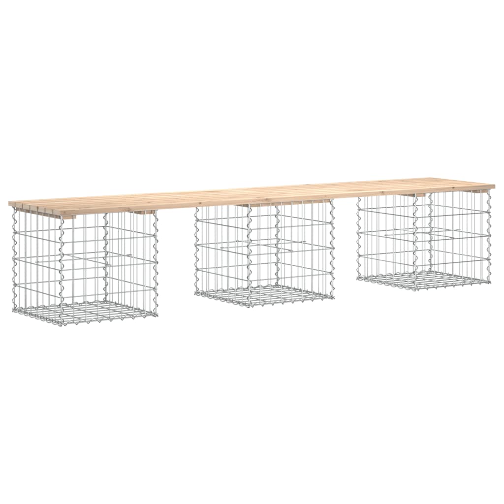 Solid Pine Garden Bench Gabion Design 203x44x42 cm