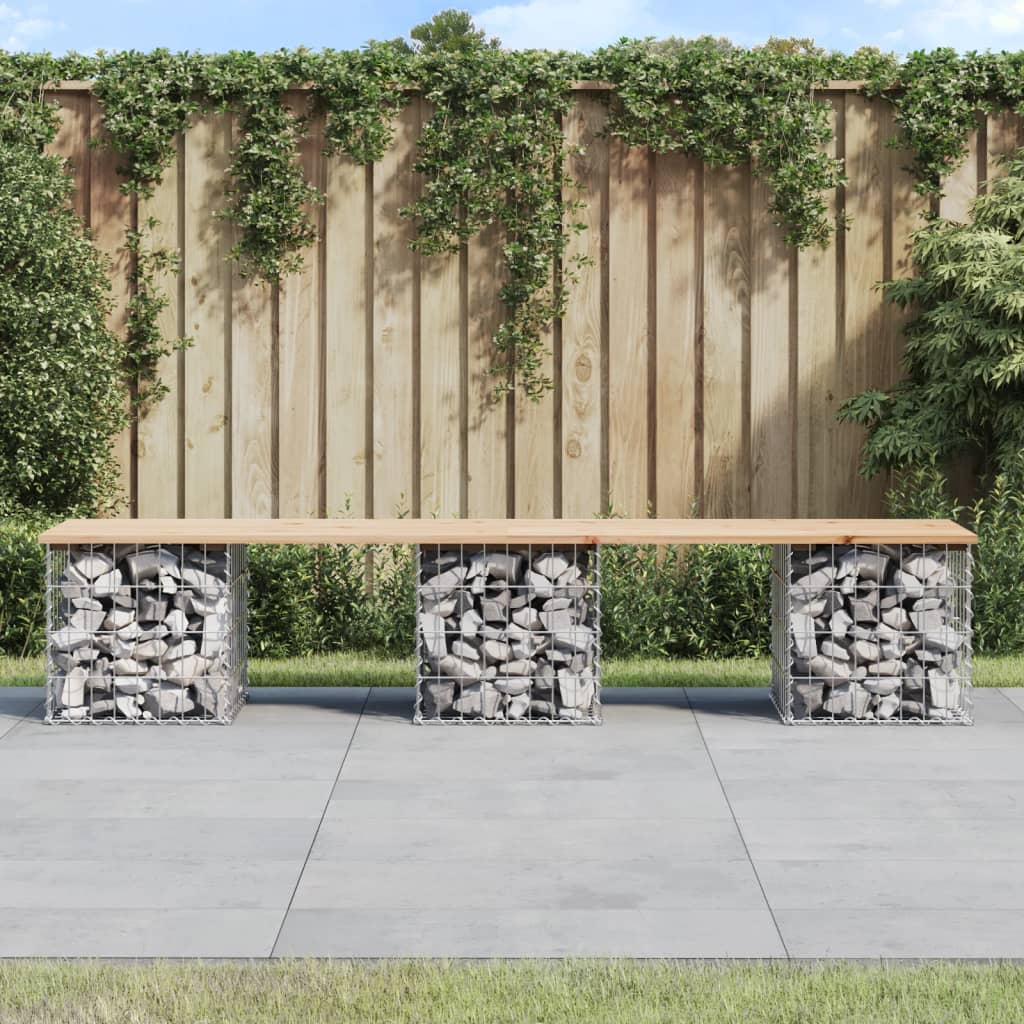 Solid Pine Garden Bench Gabion Design 203x44x42 cm