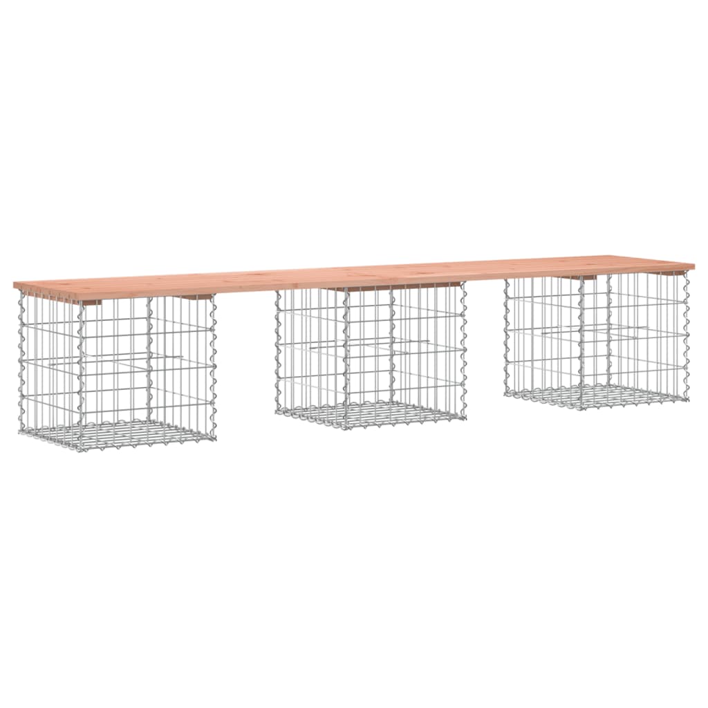 Solid Wood Douglas Garden Bench Gabion 203x44x42 cm