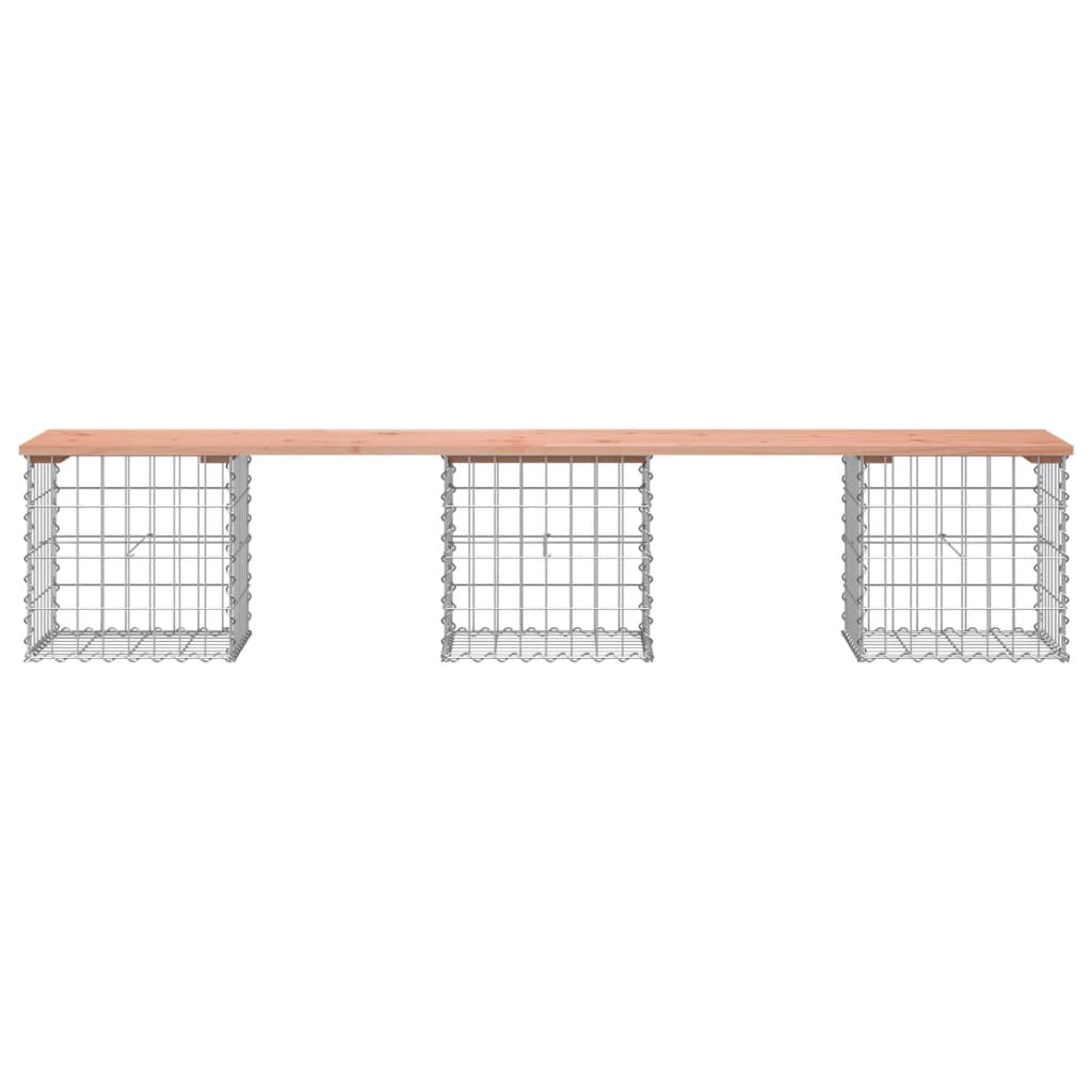 Solid Wood Douglas Garden Bench Gabion 203x44x42 cm
