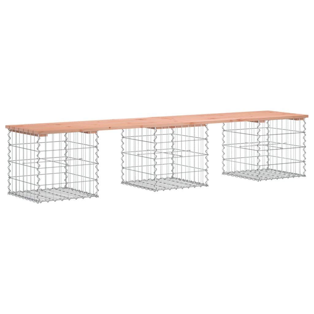 Solid Wood Douglas Garden Bench Gabion 203x44x42 cm