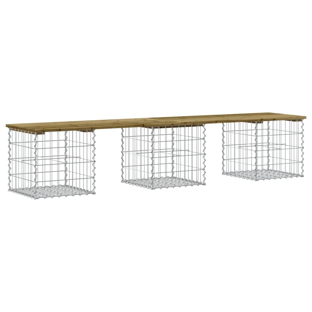 Gabion Garden Bench 203x44x42 cm | Impregnated Pine Wood Design