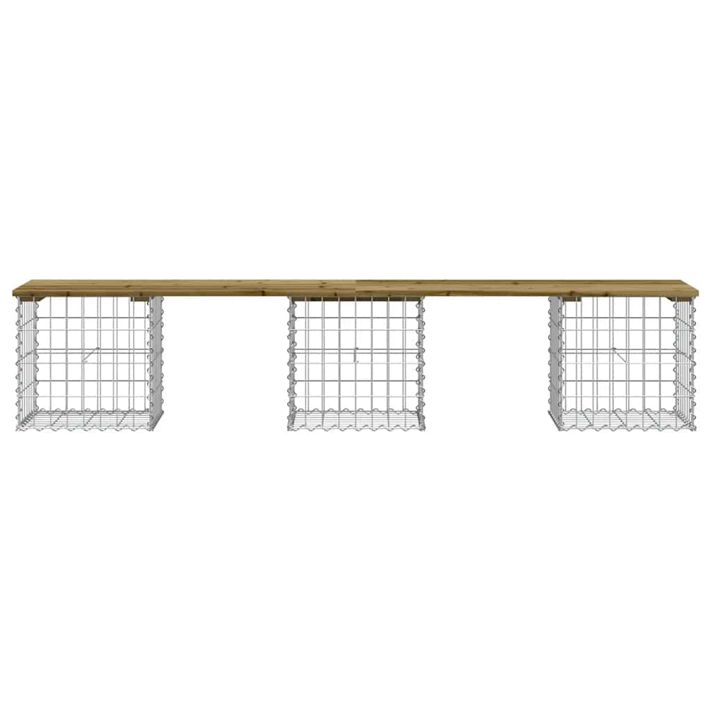 Gabion Garden Bench 203x44x42 cm | Impregnated Pine Wood Design