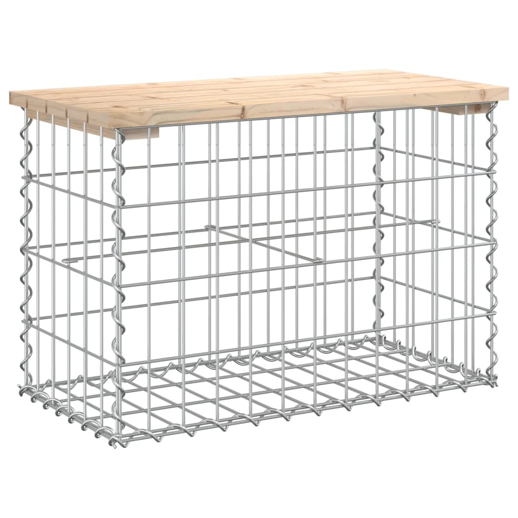 Gabion Garden Bench 63x31.5x42 cm in Solid Pine Wood
