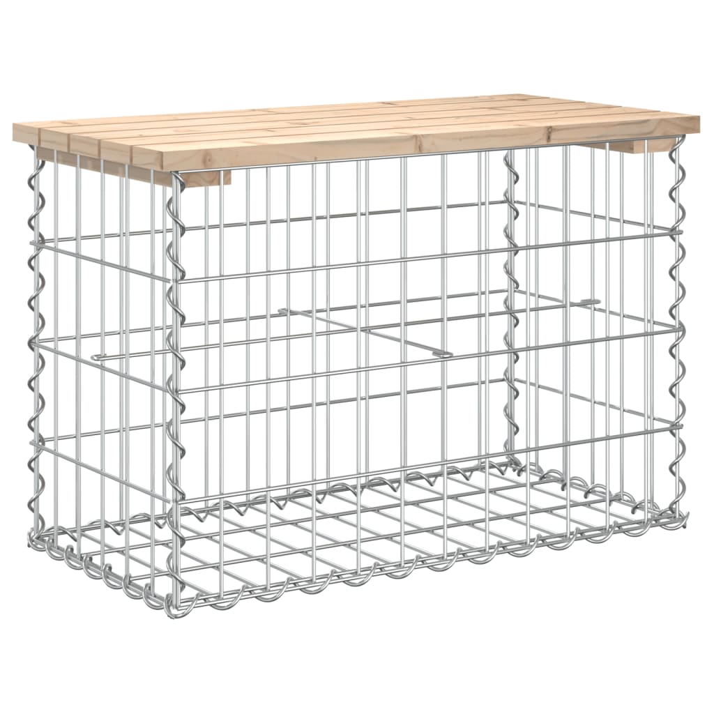 Gabion Garden Bench 63x31.5x42 cm in Solid Pine Wood
