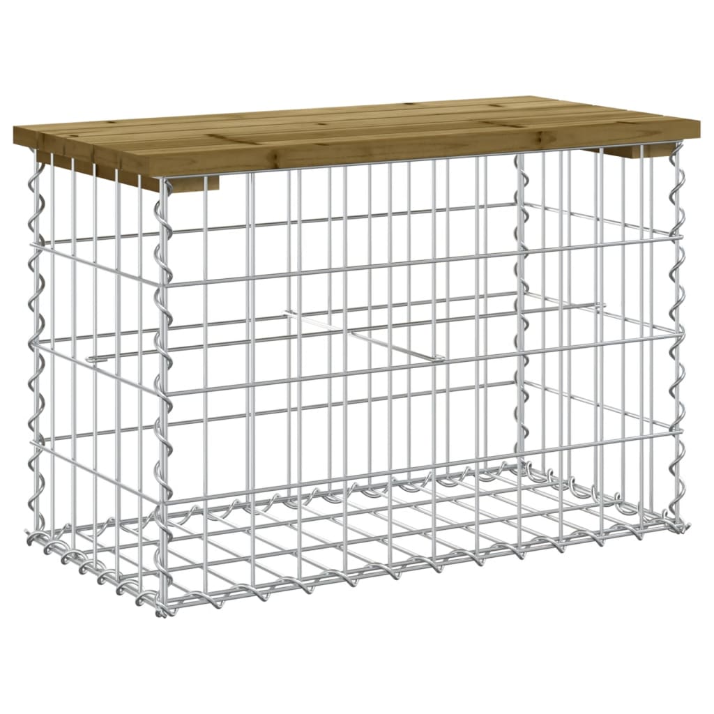 Gabion Garden Bench Pine Wood 63x31.5x42 cm - Impregnated Design