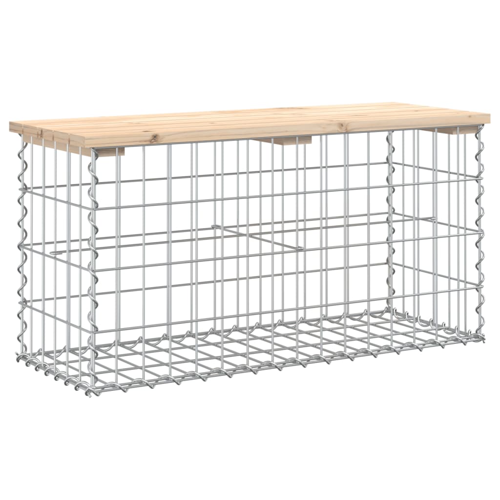 Solid Pine Wood Garden Bench with Gabion Design, 83x31.5x42 cm
