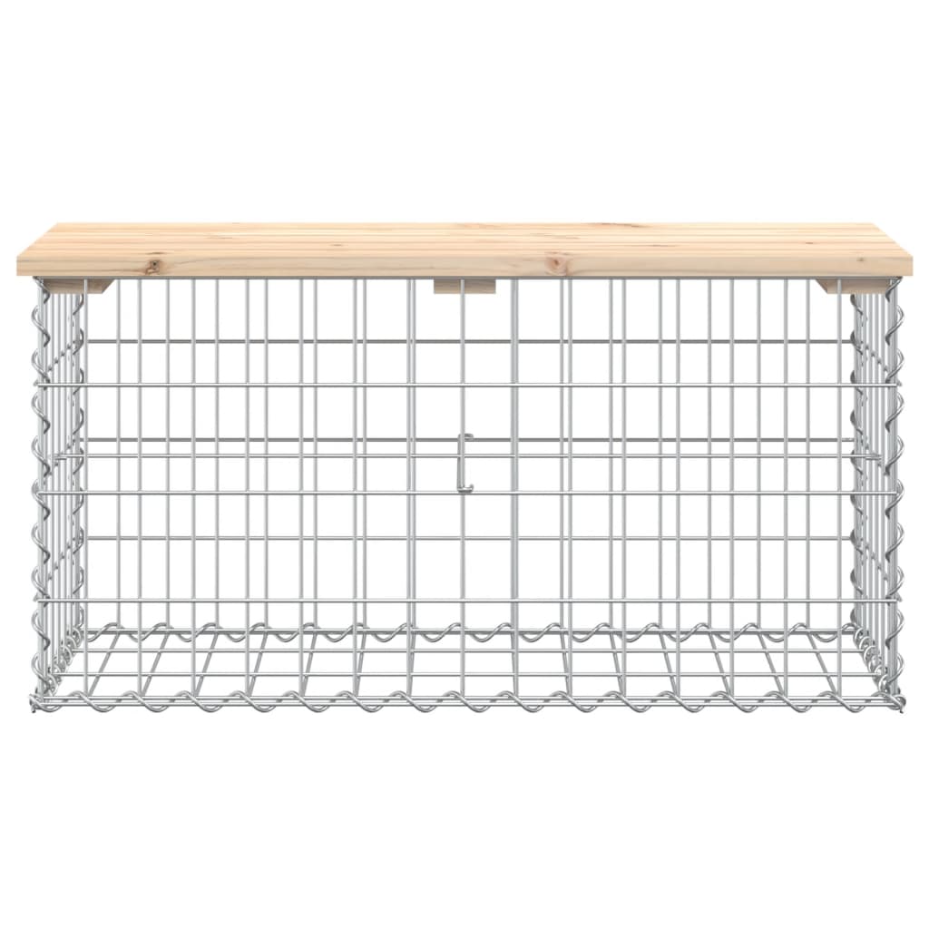 Solid Pine Wood Garden Bench with Gabion Design, 83x31.5x42 cm