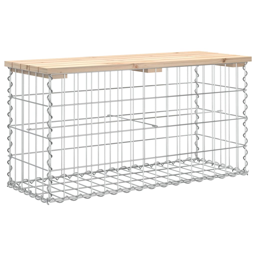 Solid Pine Wood Garden Bench with Gabion Design, 83x31.5x42 cm