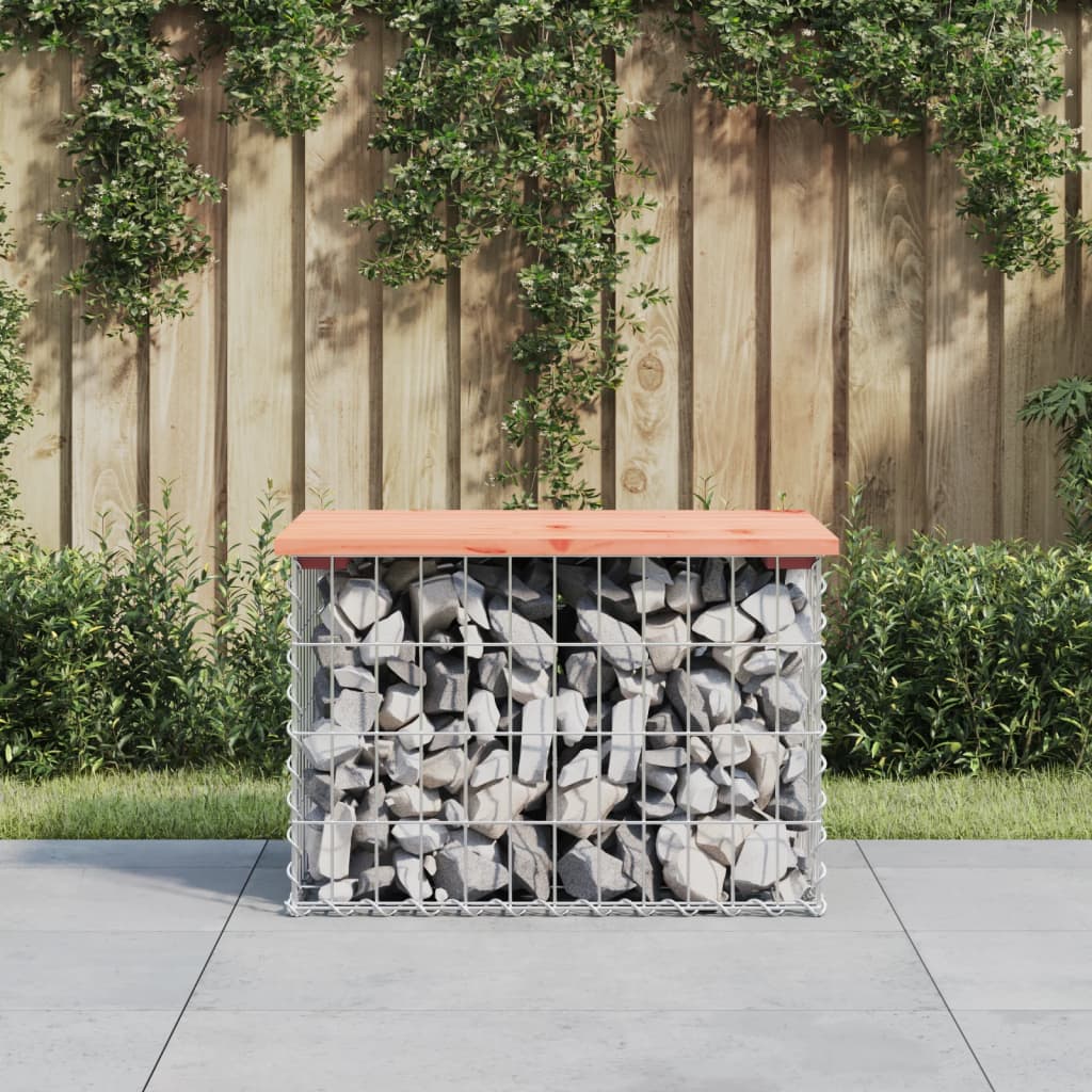 Rustic Garden Bench Gabion 63x44x42cm | Solid Douglas Wood Design