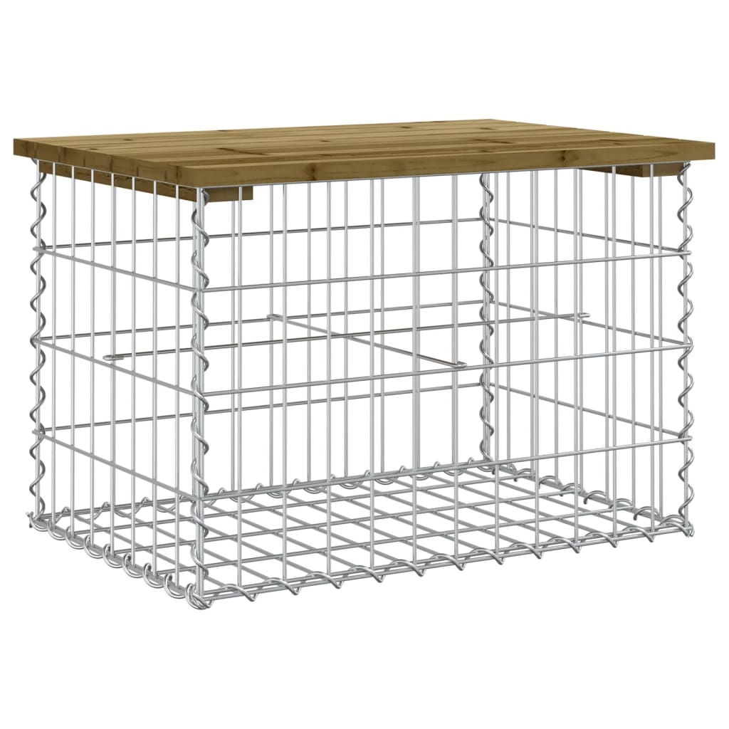 Impregnated Wood Pine Garden Bench Gabion Design 63x44x42 cm