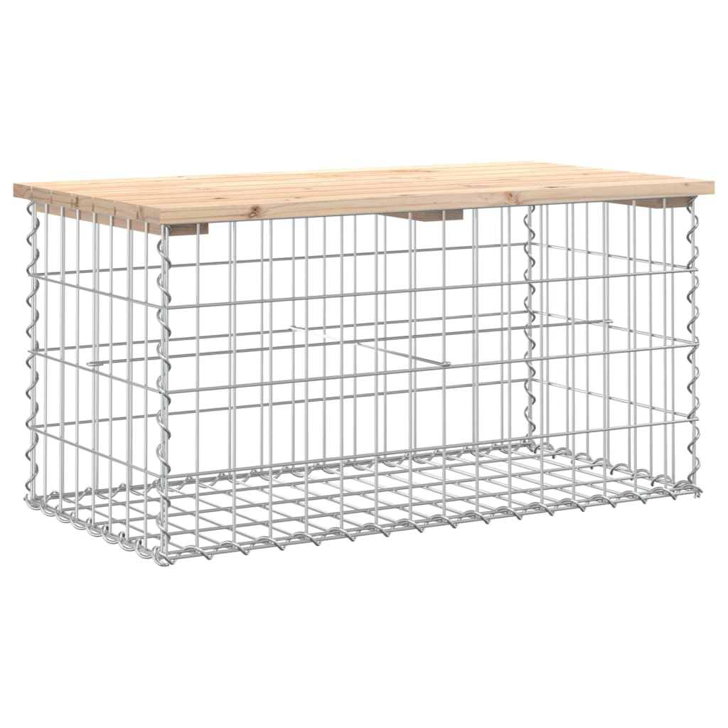 Gabion Design Garden Bench, Solid Pine Wood, 83x44x42 cm