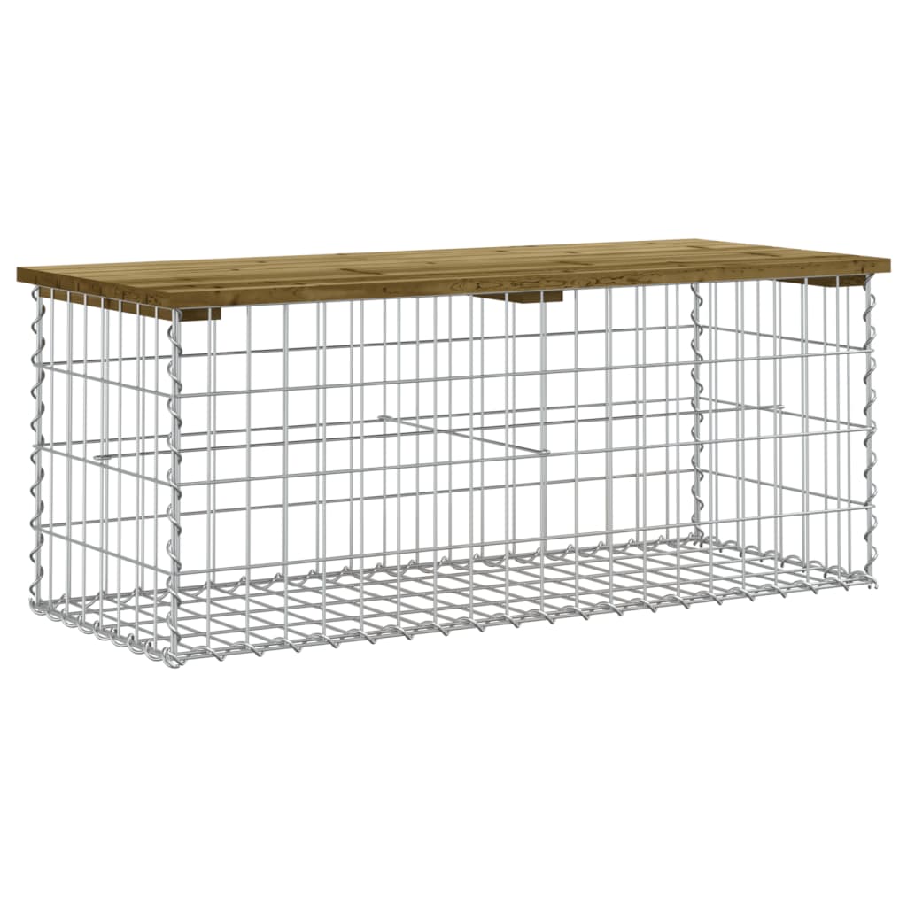 Impregnated Pine Wood Gabion Garden Bench 103x44x42 cm