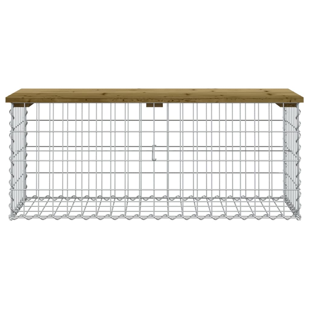 Impregnated Pine Wood Gabion Garden Bench 103x44x42 cm