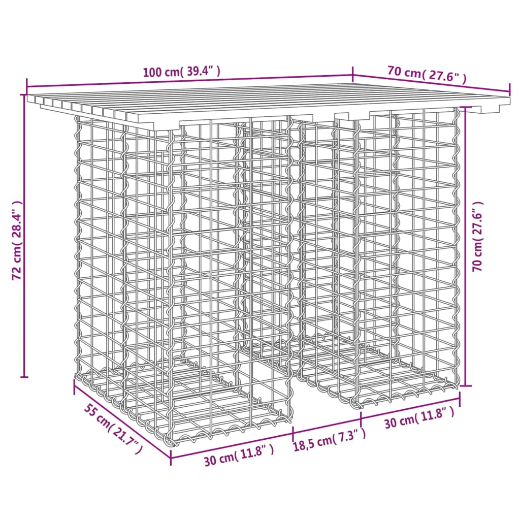 Solid Pine Garden Bench Gabion Design 100x70x72 cm