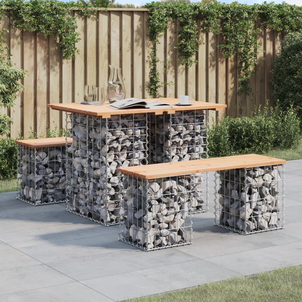 Solid Pine Garden Bench Gabion Design 100x70x72 cm