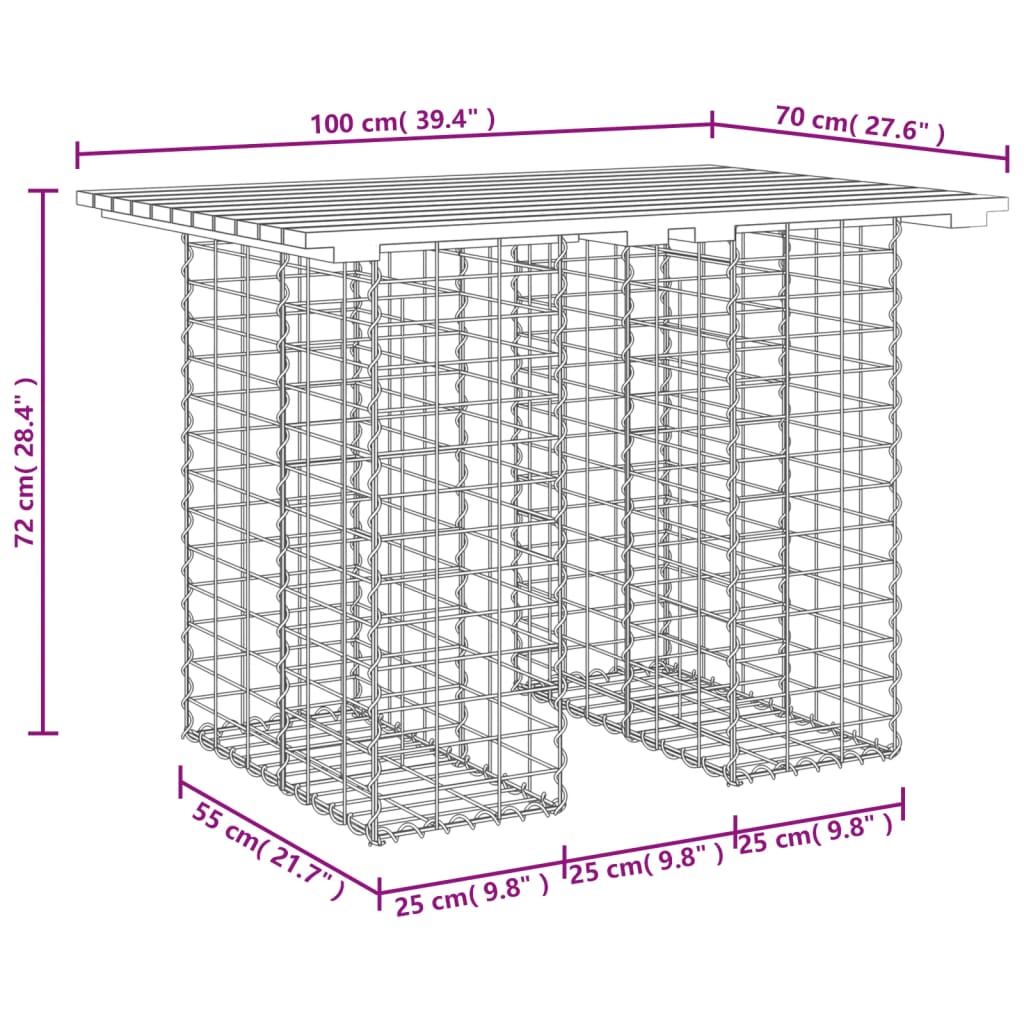 Solid Wood Douglas Garden Bench Gabion 100x70x72 cm Design