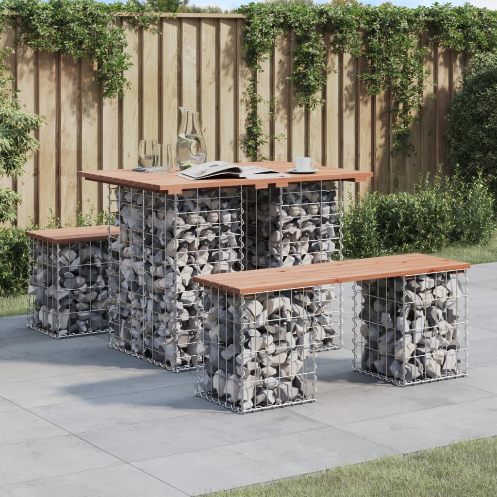 Solid Wood Douglas Garden Bench Gabion 100x70x72 cm Design