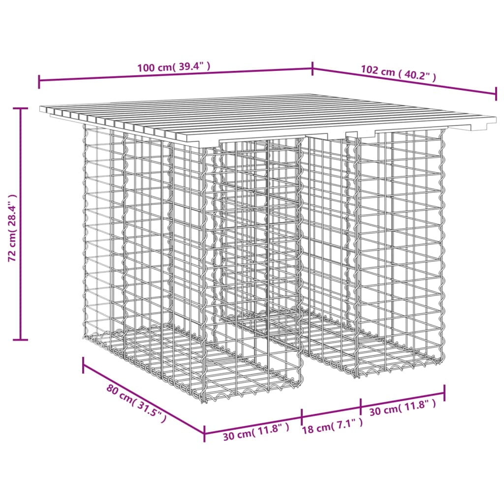 Solid Pine Garden Bench Gabion 100x102x72 cm - Durable Design