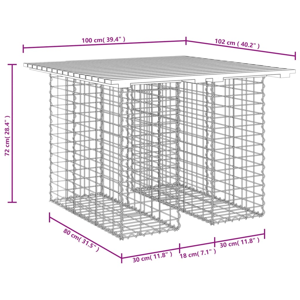 Solid Wood Douglas Garden Bench Gabion 100x102x72 cm Design