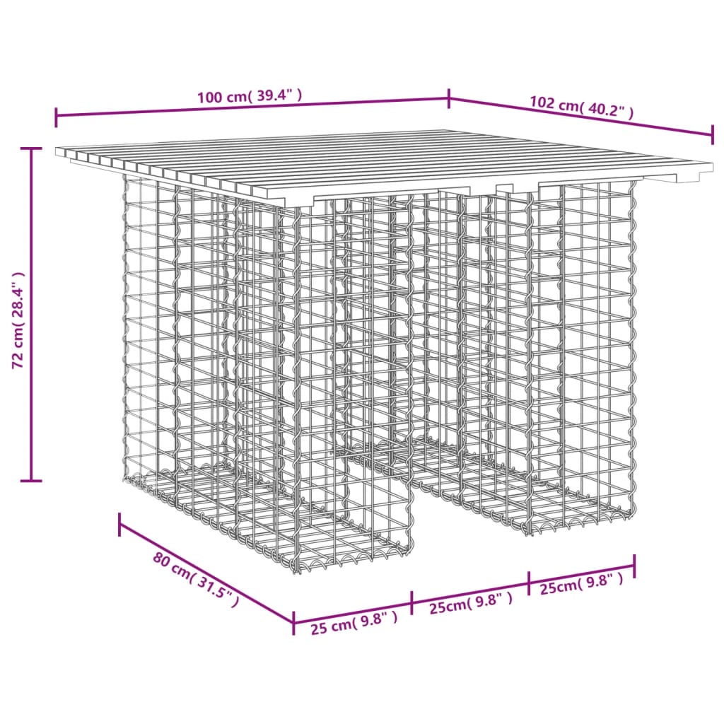 Solid Pine Garden Bench Gabion Design – 100x102x72 cm
