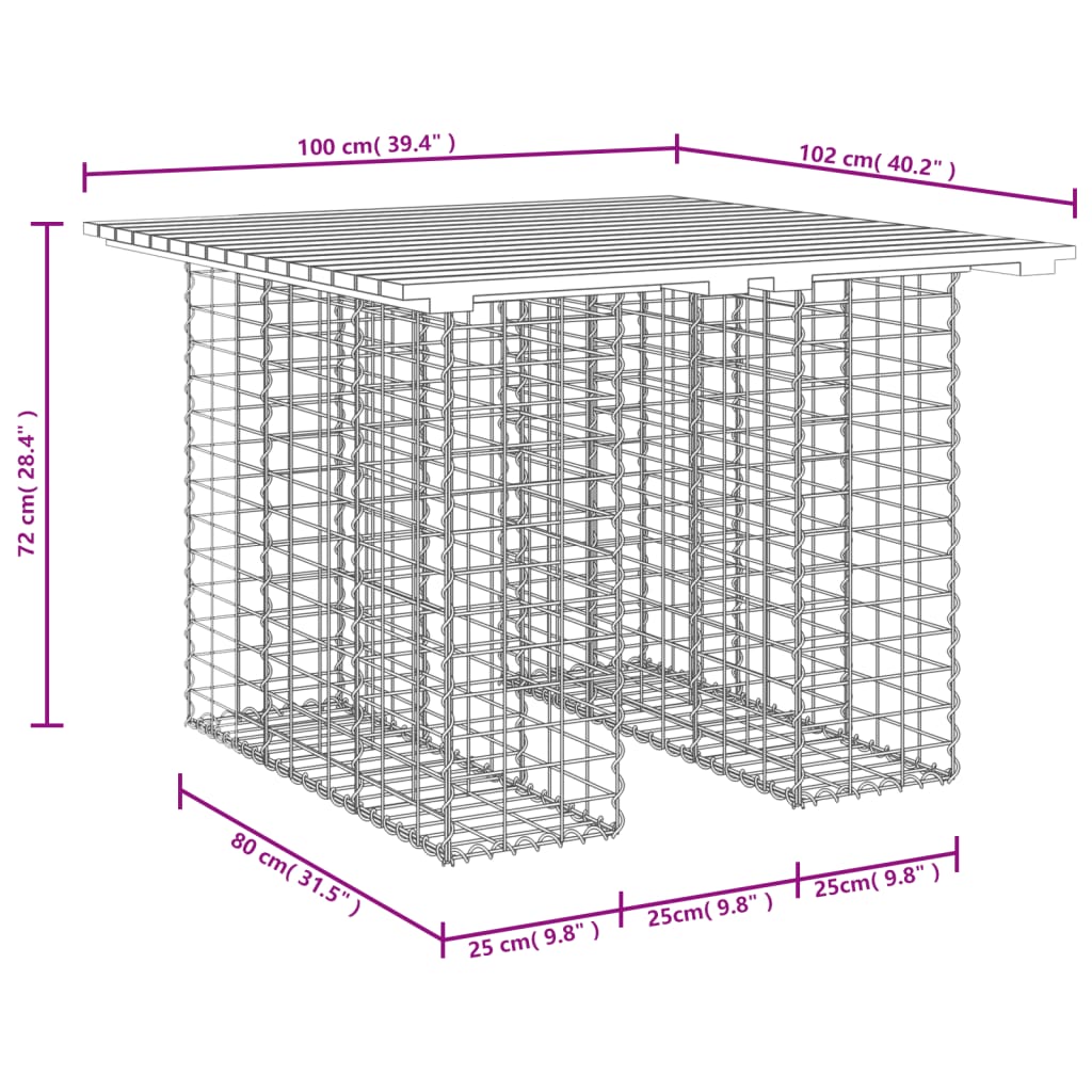 Solid Wood Douglas Garden Bench Gabion - 100x102x72 cm