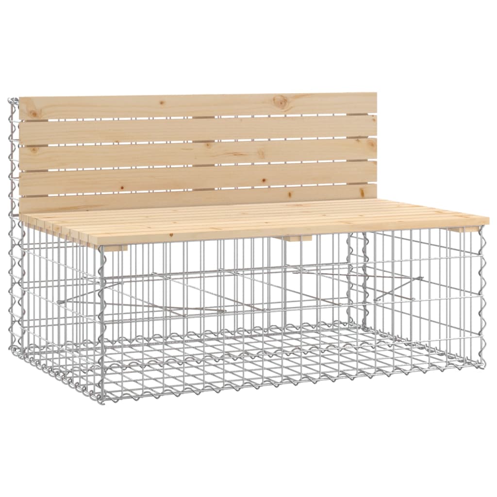 Solid Pine Garden Bench Gabion 103x70x65 cm - Natural Wood Design