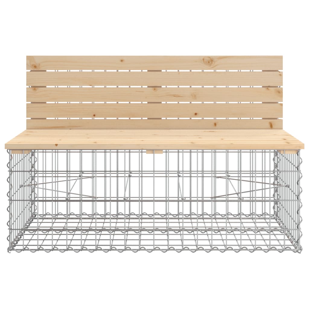 Solid Pine Garden Bench Gabion 103x70x65 cm - Natural Wood Design