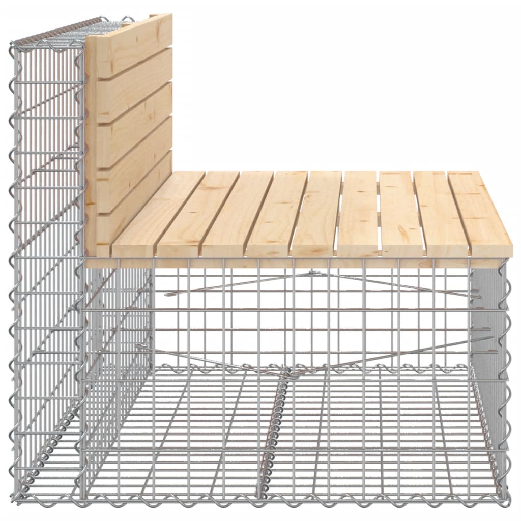 Solid Pine Garden Bench Gabion 103x70x65 cm - Natural Wood Design