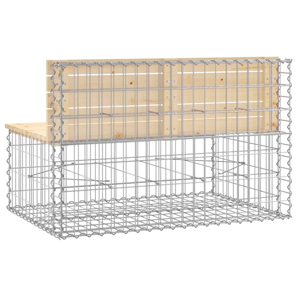 Solid Pine Garden Bench Gabion 103x70x65 cm - Natural Wood Design