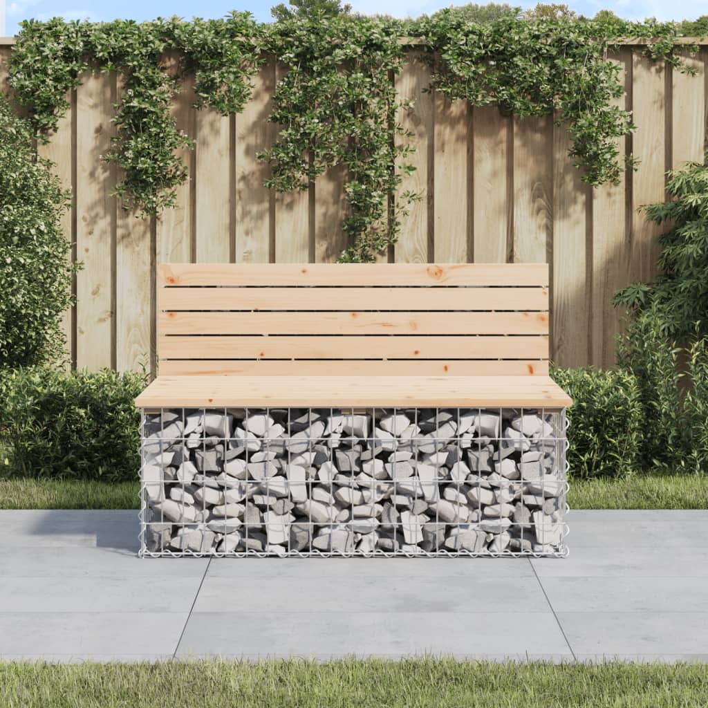 Solid Pine Garden Bench Gabion 103x70x65 cm - Natural Wood Design