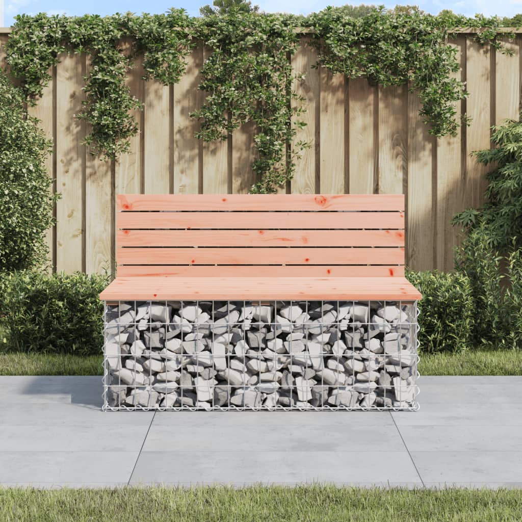 Solid Wood Douglas Gabion Garden Bench - 103x70x65 cm